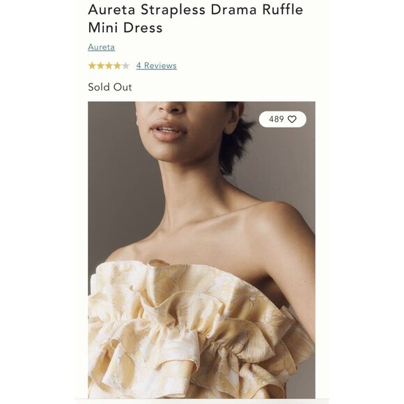 NWT Size M - Anthropologie Aureta Strapless Ruffle Mini Dress (Missing Straps) - Picture 9 of 13